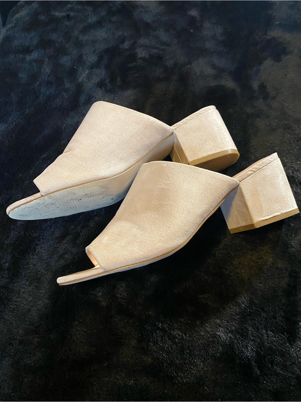 Steve Madden Beige Open-Toe Block Heel Mules - Women's Slip-On Sandals, 8.5M